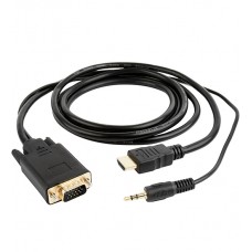 Converter, HDMI m -> D-Sub (VGA) m + audio, Cablexpert A-HDMI-VGA-03-5M, 5 м, black