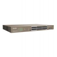 Коммутатор 24+2 port 10/100/1000M Tenda TEG1126P-24-410W, PoE-370W, desktop