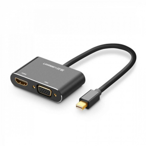 Конвертер Ugreen MD115 Mini DP Male To VGA Female+HDMI Female Converter Black. 20422