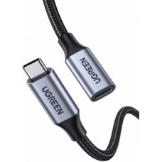 Кабель UGREEN US372 USB-C Male to USB-C Female Gen2 Alu Case Braided Extension Cable 1m (Dark gray) 30205