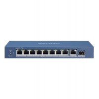 Коммутатор  8 port 10/100/1000M Hikvision DS-3E0510P-E, 8 x Gb PoE + 1 x RJ45 10/100/1000M + 1 x Gb SFP