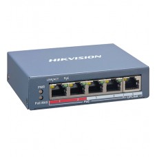 Коммутатор  4 port 10/100M Hikvision DS-3E0505P-E/M, 4 x PoE + 1 x RJ45 10/100M