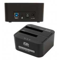 External 2,5"/3,5" Docking Station, Agestar 3UBT6-6G, for SATA 2 HDD, USB 3.0, ext. PS, black