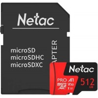 Карта памяти MicroSD, Netac P500 Extreme Pro 512GB 100MB/s Class 10, + SD Adapter