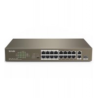 Коммутатор 16 port 10/100Mbit, Tenda TEF1118P-16-150W, 2 x 10/100/1000Mbit RJ-45, 1x 10/100/1000Mbit SFP