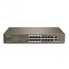 Коммутатор 16 port 10/100Mbit, Tenda TEF1118P-16-150W, 2 x 10/100/1000Mbit RJ-45, 1x 10/100/1000Mbit SFP