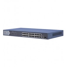 Коммутатор 24 port 10/100/1000M Hikvision DS-3E0526P-E, 24xGb PoE, 2xSFP Uplink, PoE 225W, rack/desk