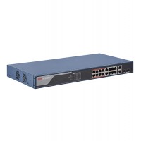 Коммутатор 16+2 port 10/100/1000M Hikvision DS-3E0318P-E(C), 2xGb Uplink, 2xSFP, PoE 230W, desk/rack