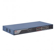 Коммутатор 16+2 port 10/100/1000M Hikvision DS-3E0318P-E(C), 2xGb Uplink, 2xSFP, PoE 230W, desk/rack