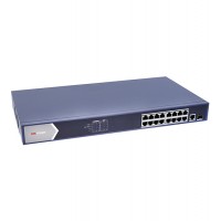 Коммутатор 16 port 10/100/1000M Hikvision DS-3E0518P-E, 16xGb PoE, 1xGb RJ45m 1xGb fiber, PoE 230W, rack