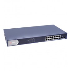 Коммутатор 16 port 10/100/1000M Hikvision DS-3E0518P-E, 16xGb PoE, 1xGb RJ45m 1xGb fiber, PoE 230W, rack