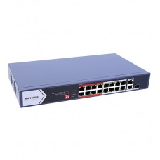Коммутатор 16 port 10/100/1000M Hikvision DS-3E0318P-E/M(C), 1xSFP, PoE 130W, desk/rack