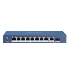 Коммутатор  8+2 port 10/100M Hikvision DS-3E0510P-E/M, 1xGb, 1xGb fiber, PoE 58W, desk/rack