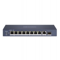 Коммутатор  8 port 10/100/1000M Hikvision DS-3E0510HP-E, 2xGb Hi-PoE, 1xGb RJ45, 1xGb fiber, PoE 110W