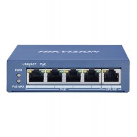 Коммутатор  4 port 10/100M Hikvision DS-3E0505P-E, 1xGb Uplink, PoE 35W, desktop