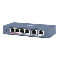 Коммутатор  4 port 10/100 Hikvision DS-3E0106HP-E, PoE 60W, desktop