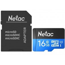 Карта памяти microSDHC 16Gb, Netac P500STN, SD адаптер (NT02P500STN-016G-R)