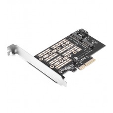 Переходник SSD 1 M.2 PCIe + 1 M.2 SATA -> PCIex4, Agestar AS-MC02