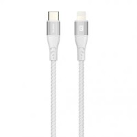 Кабель Olmio MFI Type-С - Lightning  PD 1.2м текстильная оплетка белый
