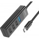 Расширитель USB, Hoco HB25, 3-Port USB 2.0 + 1-Port USB 3.0, Type-C, Black