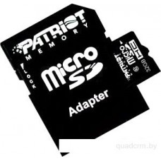 Карта памяти MicroSD Patriot LX microSDHC, 32GB, PSF32GMCSDHC10, Class 10, UHS-I, + adapter SD