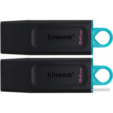 Флэш-накопитель Kingston 64Gb USB3.2 Gen1 Data Traveler Exodia (Black+Teal), комплект 2шт.