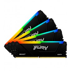 Оперативная память Kingston FURY Beast RGB 128Гб (32x4, )DIMM DDR4, 3200MT/s, CL18, 1.35В, KF432C16BB2AK4/128