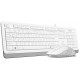 Клавиатура+мышь A4tech Fstyler F1010-WHITE, 105 клавиш, 150см, FN 12 Multimedia, 1600 DPI, USB