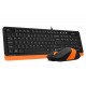 Клавиатура+мышь A4tech Fstyler F1010-ORANGE, 105 клавиш, 150см, FN 12 Multimedia, 1600 DPI, USB