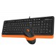 Клавиатура+мышь A4tech Fstyler F1010-ORANGE, 105 клавиш, 150см, FN 12 Multimedia, 1600 DPI, USB