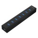 USB Хаб ORICO H7013-U3-AD-EU-BK-BP <USB3.0x7, DC, Cable 1m, 5V2A, BLACK, 187*32*23mm>