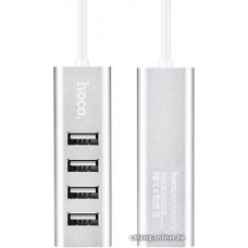 Расширитель USB, Hoco HB1, 4-port USB2.0,  Silver