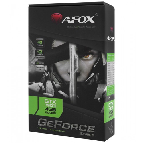 Видеокарта Afox GTX 750 Ti [AF750TI-4096D5H1-V2], 4 GB, SVGA PCI Express, DVI/HDMI/VGA, GDDR5/128bit, [AF750TI-4096D5H1-V2]