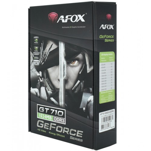 Видеокарта Afox GT710 [AF710-1024D3L5], 1 GB, SVGA PCI Express, GT 710 DVI/HDMI/VGA, DDR3/64bit, +LP, [AF710-1024D3L5]