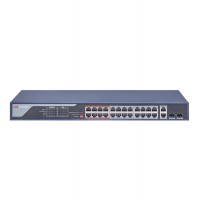 Сетевой коммутатор Hikvision DS-3E0326P-E(C), Switch 24 port 10/100M 24xPoE, 2xRJ45 GE Uplink, 2xSFP Uplink, PoE 370W