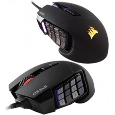 Мышь Corsair, Scimitar RGB, Optical, 18000 dpi, USB, Черный, Mouse 17 button, 1.8m cable, black, [CH-9304211-EU]