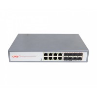 Коммутатор оптоволоконный управляемый 16-портов ONV33168FM <1U Rack 8-портов GbE SFP/ 8 портов GbE RJ45, STP 802.1, RSTP 802.1w, G.8032 ERPS less 50ms ring protection, Aggregation LACP IEEE 802.3ad;n,  Support up to 4K VLANs, 802.1Q tag-based, IGMP v1/