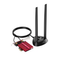 Сетевой адаптер беспроводной PCIe CUDY WE4000 <5400Mbps Wi-Fi 6 / Bluetooth 5.2 PCI Express Adapter,  Intel AX210 module, 2T2R, 2402Mbps at 5GHz/6Ghz + 574Mbps at 2.4GHz, 802.11ax/ac/a/b/g/n, Magnetized antenna base, 2 high gain detachable antennas, V2