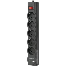 Сетевой фильтр Defender DFS 751, 1.8m, 5 розеток, black. [99751]