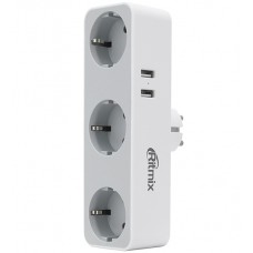 Сетевой фильтр + зарядка Ritmix RM-032, Белый, 3 розетки, 16A, 2 USB, white