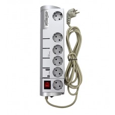 Сетевой фильтр Energenie, SISN-SILVER-10, 3м, 6 розеток, 10А